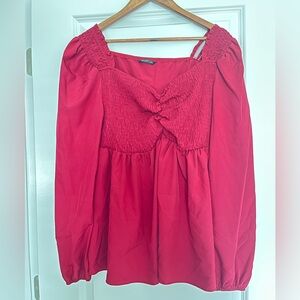 SHEIN Red Smocked Blouse